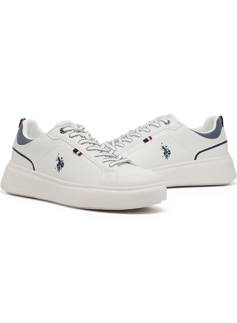 Men's White Low-Top Sneakers - Lightweight Lace-Up Design