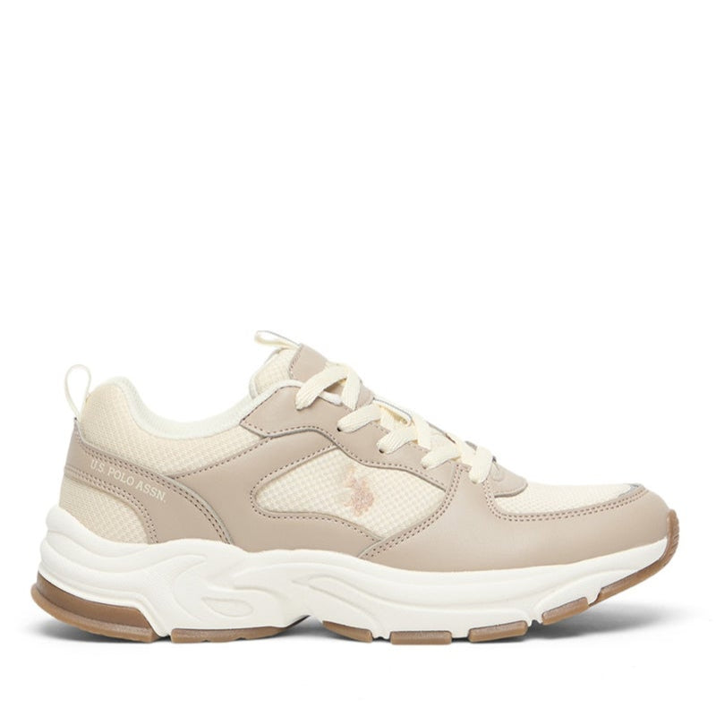 Women's Low-Top Beige Casual Sneakers - Lightweight Stylish Lace-Up Design with Comfort Cushioned Sole for Everyday Wear