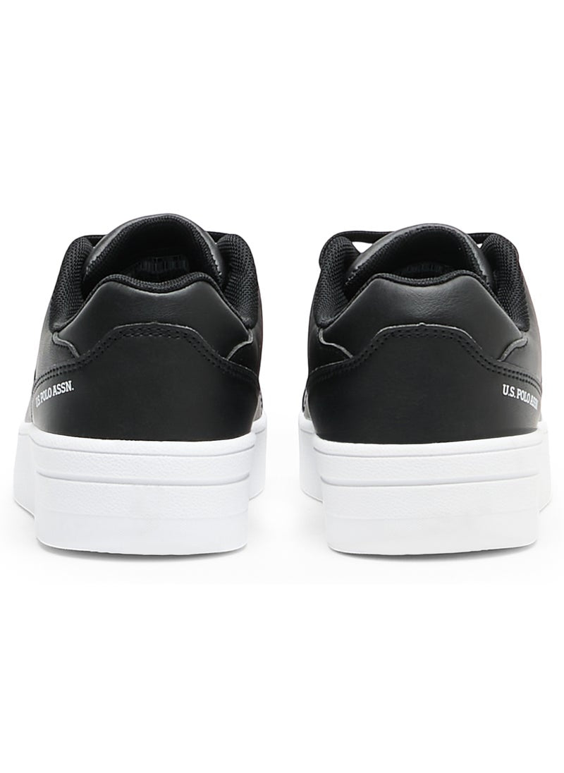 Women's Black Low-Top Sneakers - Classic Design with Contrast White Sole, Comfortable Everyday Casual Shoes