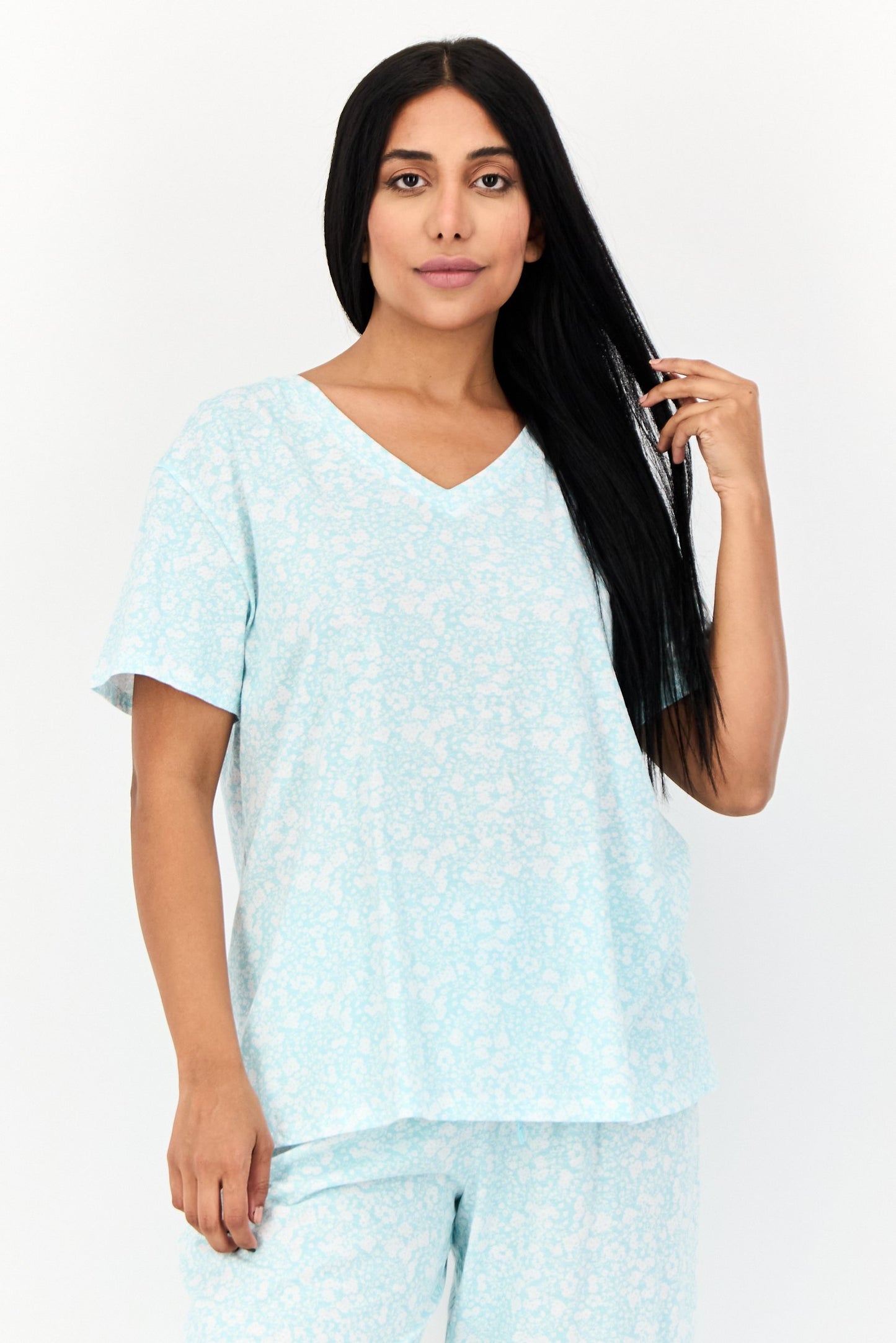 Women 2Pcs Floral Pattern Sleepwear Set, Multicolor