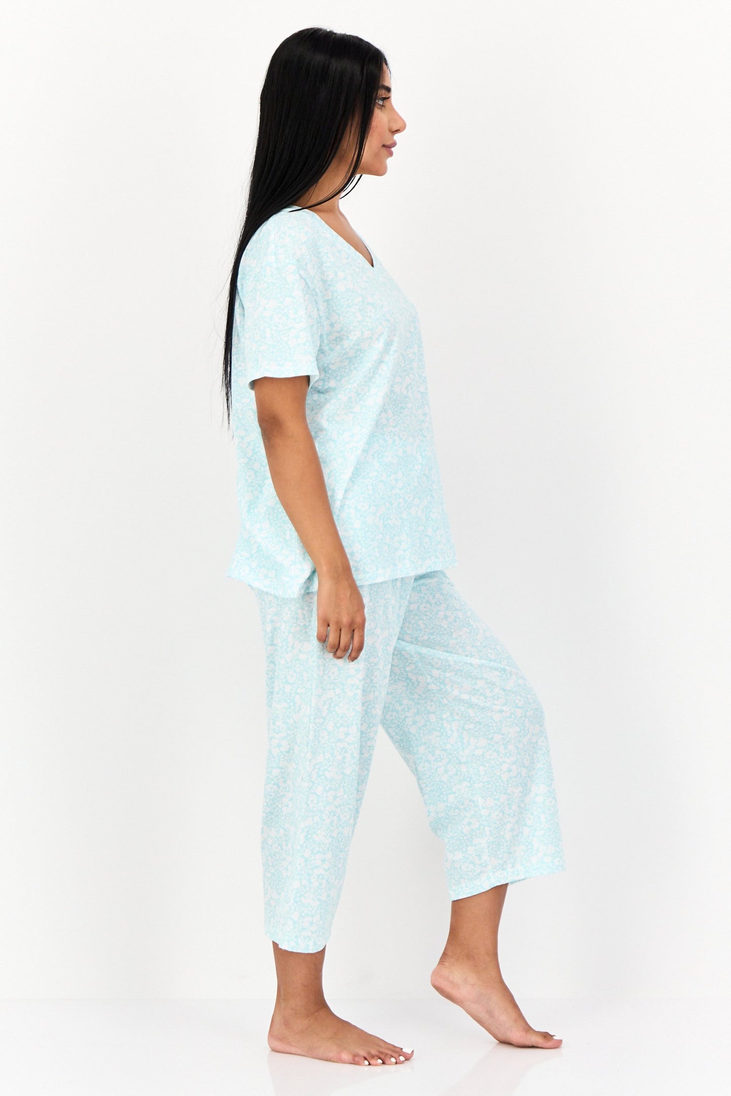 Women 2Pcs Floral Pattern Sleepwear Set, Multicolor