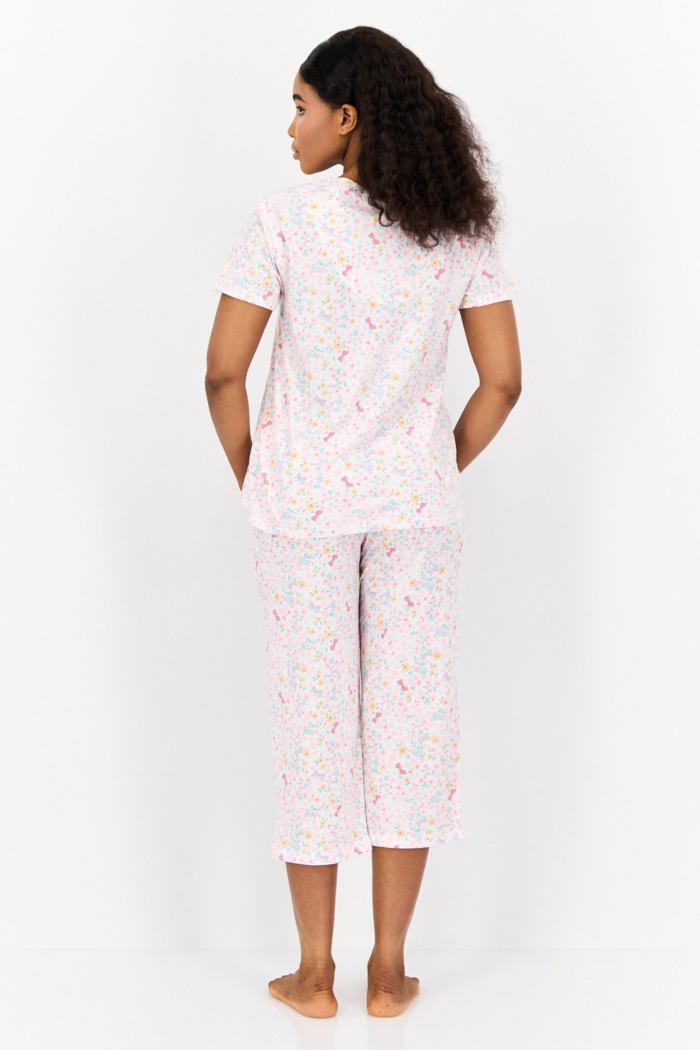 Women 2 Pcs Set Floral Print Pajama, Multicolor