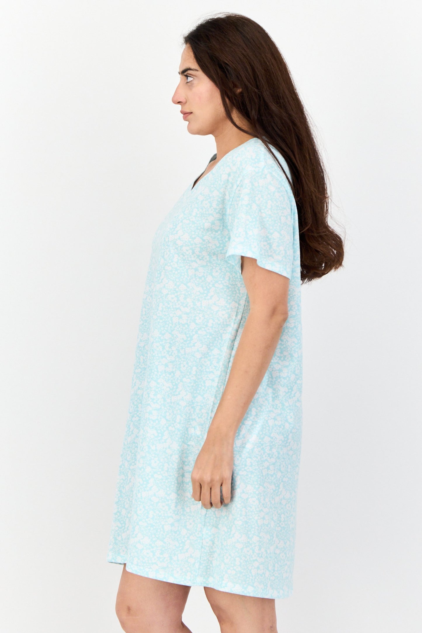 Women Floral Print Sleepwear Dress, Multicolor