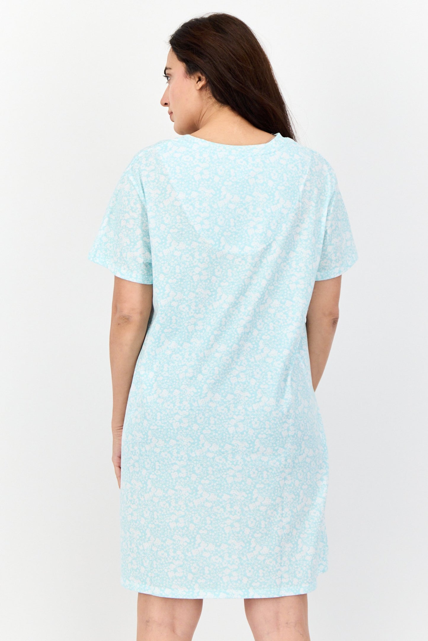Women Floral Print Sleepwear Dress, Multicolor