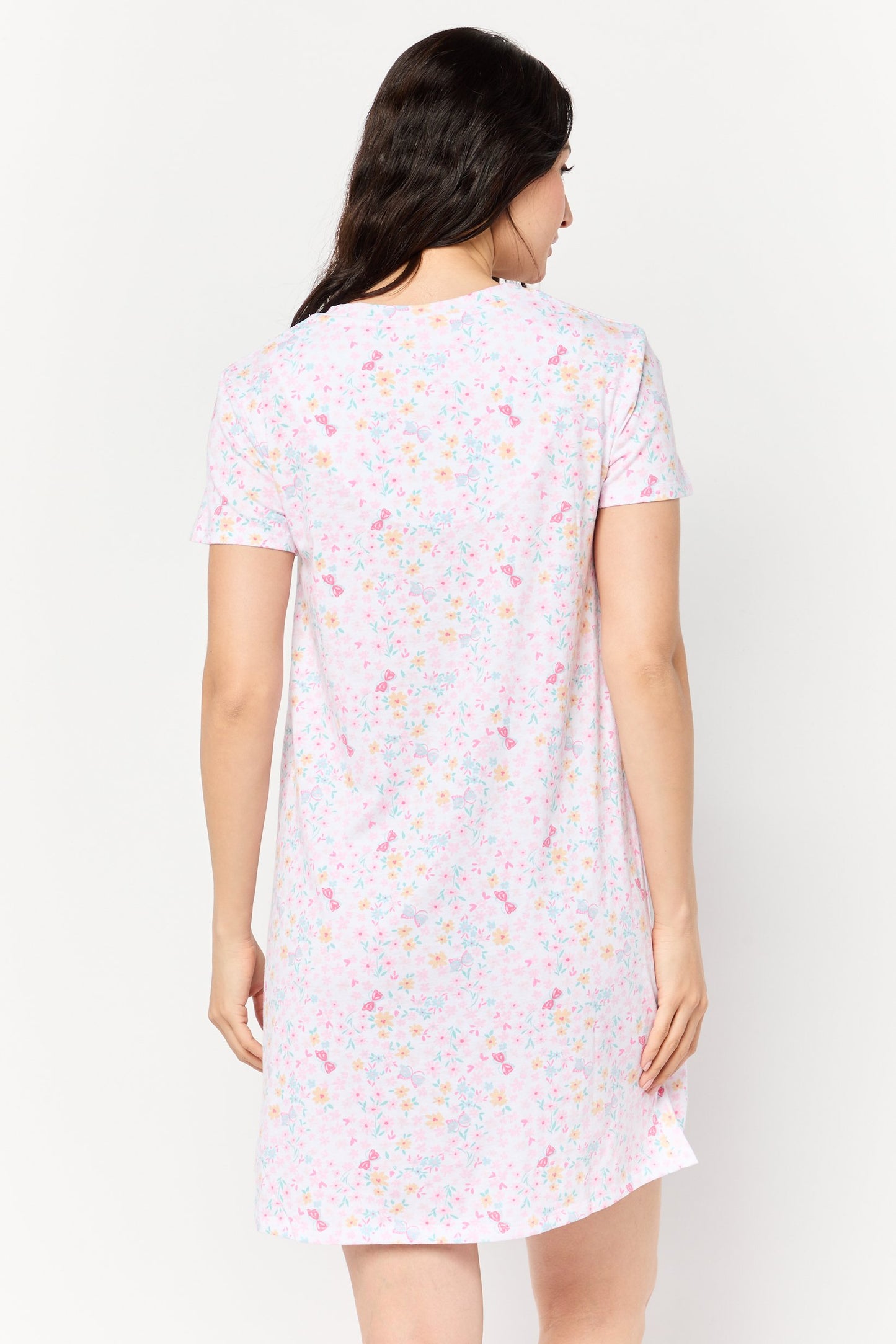 Women Floral Print Sleepwear Dress, Multicolor