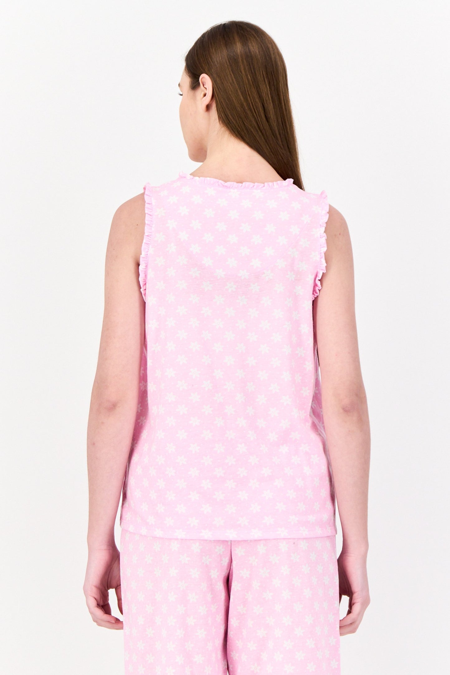 Women 2Pc Set Floral Print Pajama, Pink