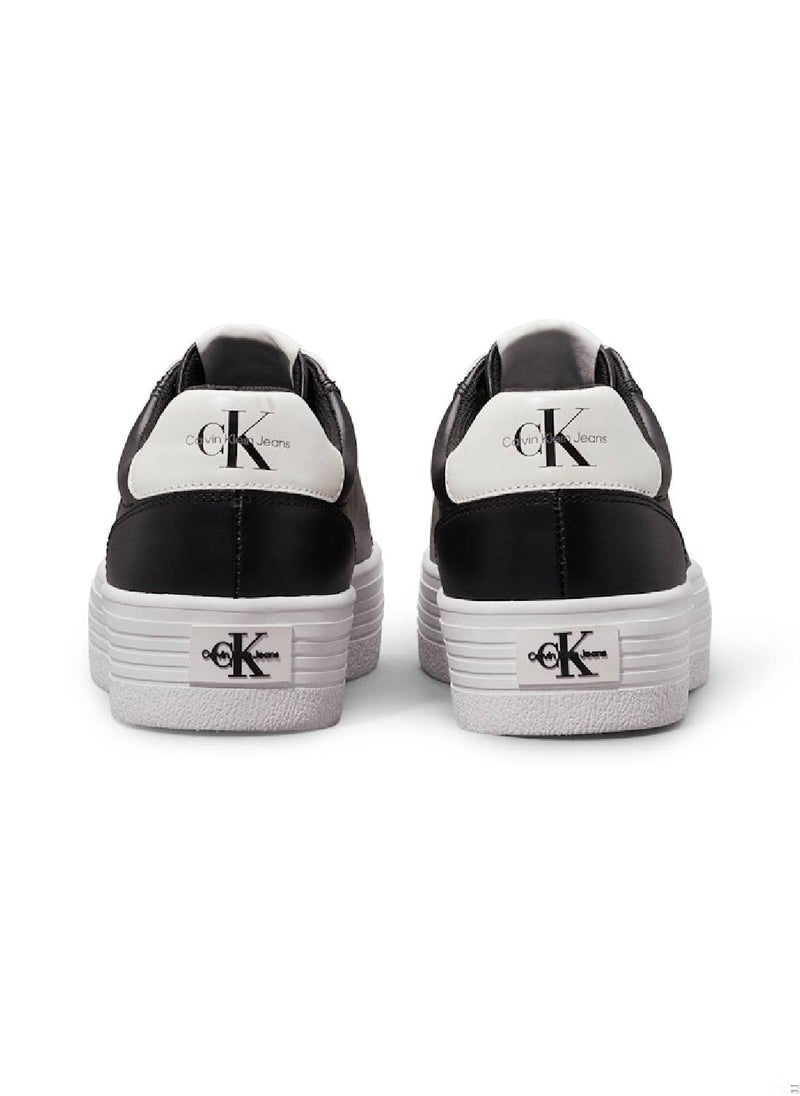 Women's Leather Platform Trainers - Leather, Black
