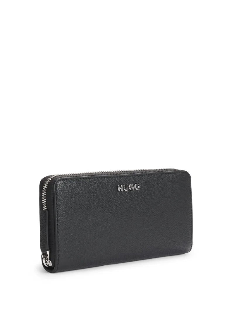 Faux-leather wallet with embossed grain