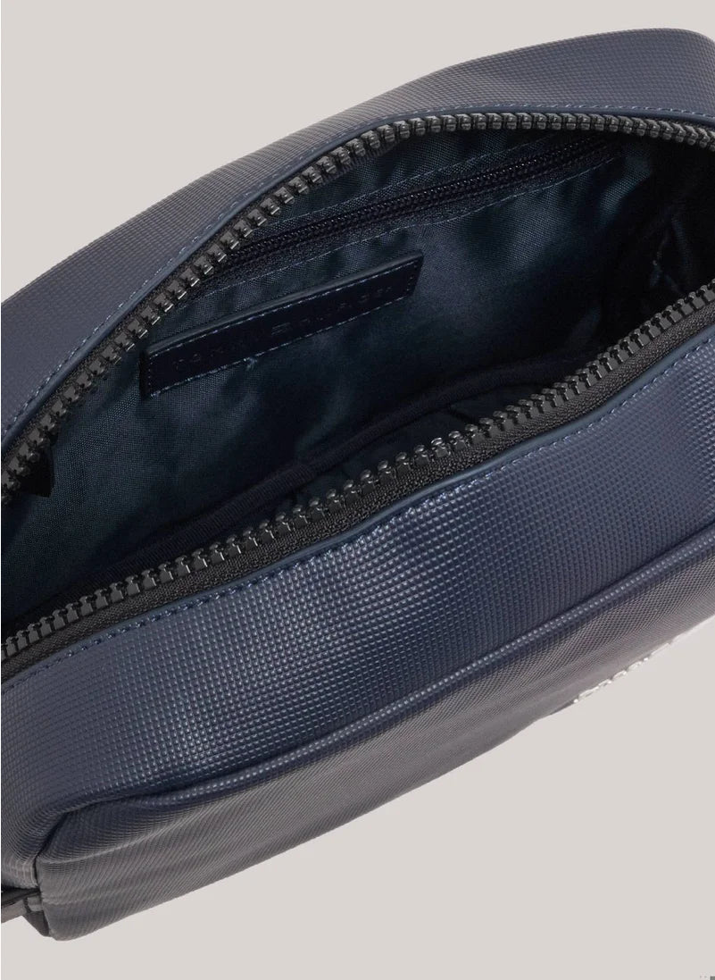 Men's Hilfiger Monotype Logo Pique Small Washbag - Pique textured finish, Blue