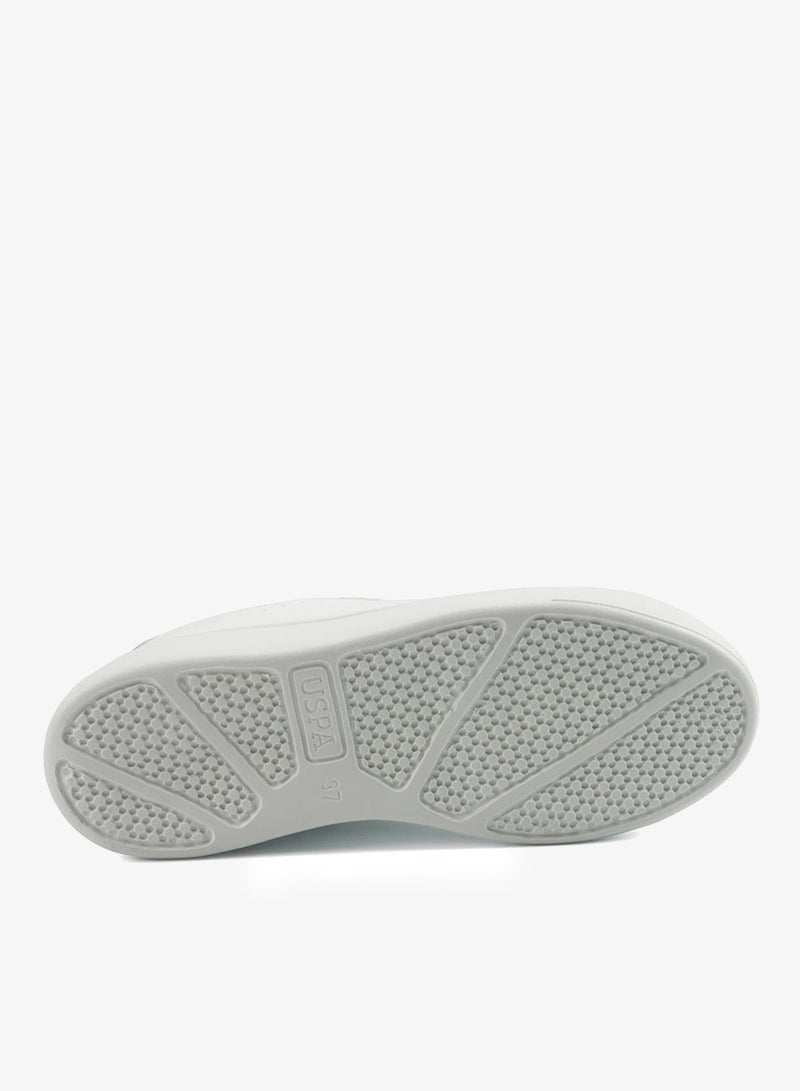 Women's White Low-Top Sneakers - Lightweight Shoes with White Sole, Comfortable Casual