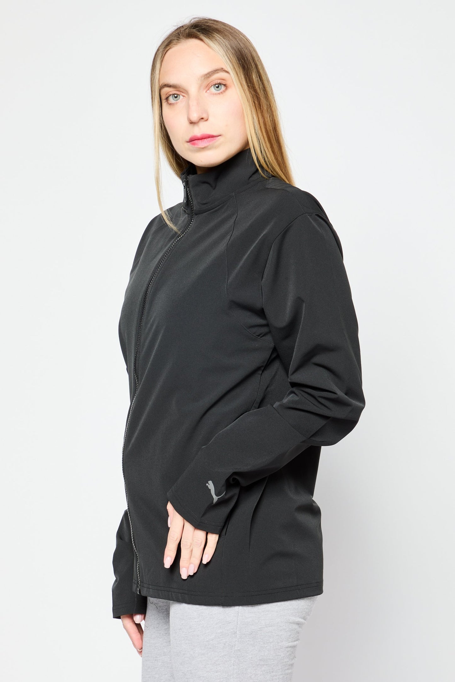 Women Sportswear Fit Long Sleeve Running Track Jacket, Black