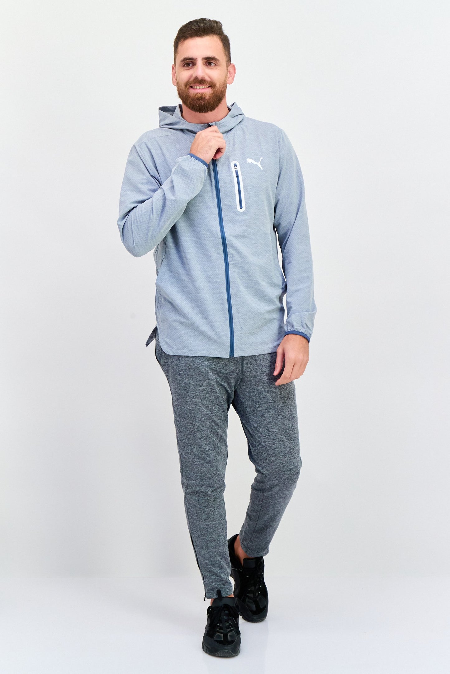 Men Sportswear Fit Long Sleeves Training Jacket, Grey