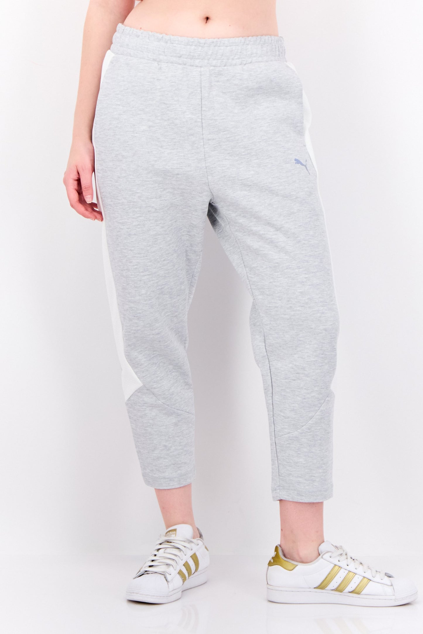 Women Sportswear Fit Outdoor Sweatpants, Grey/White