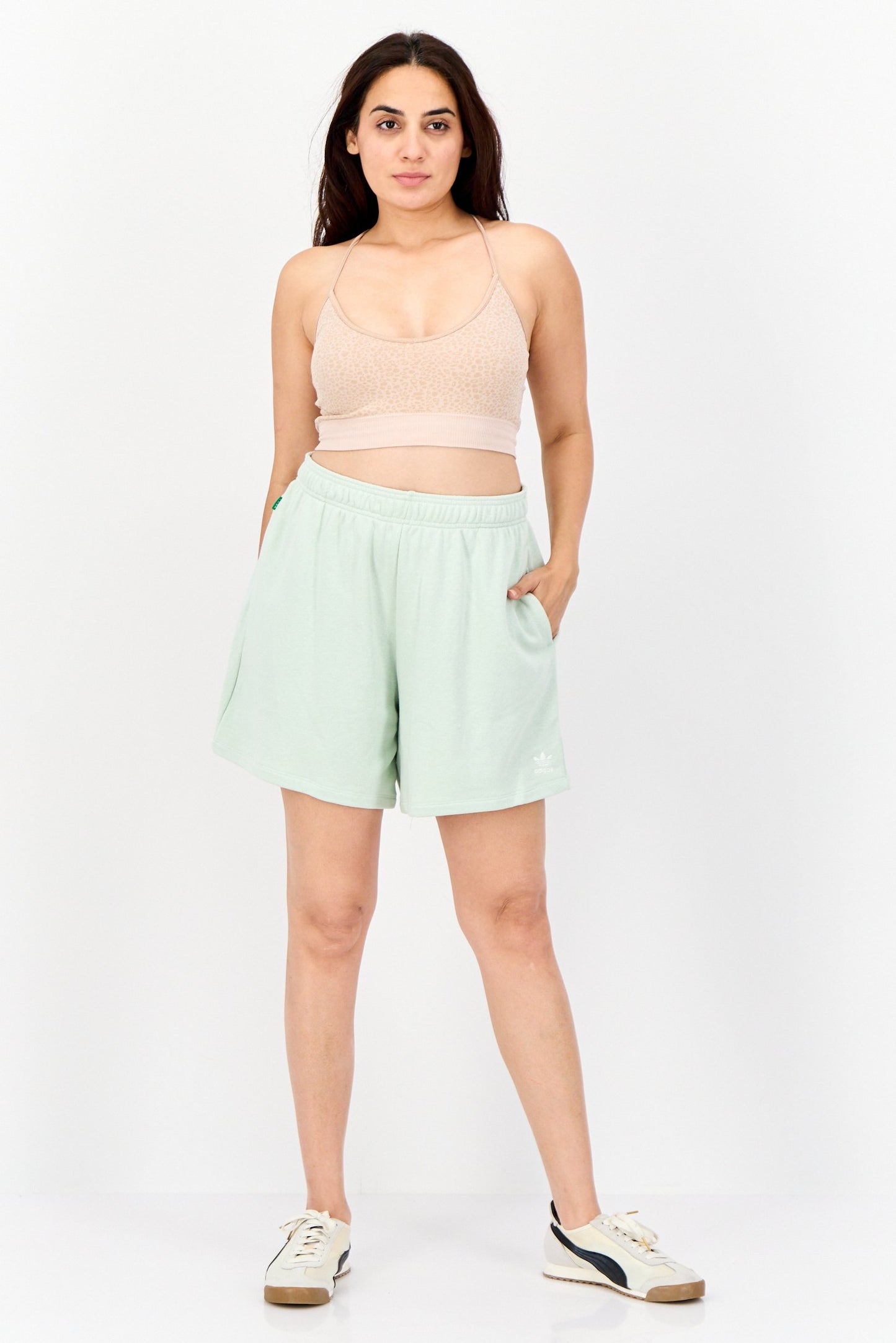 Women Sportswear Fit Drawstring Outdoor Short, Light Green