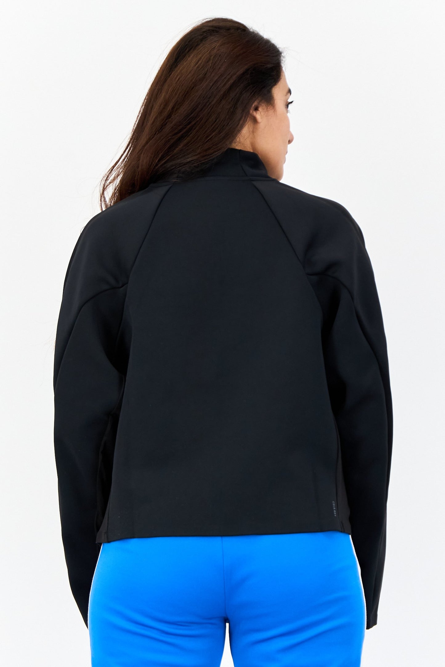 Women Sportswear Fit Long Sleeves Running Truck Jacket, Black