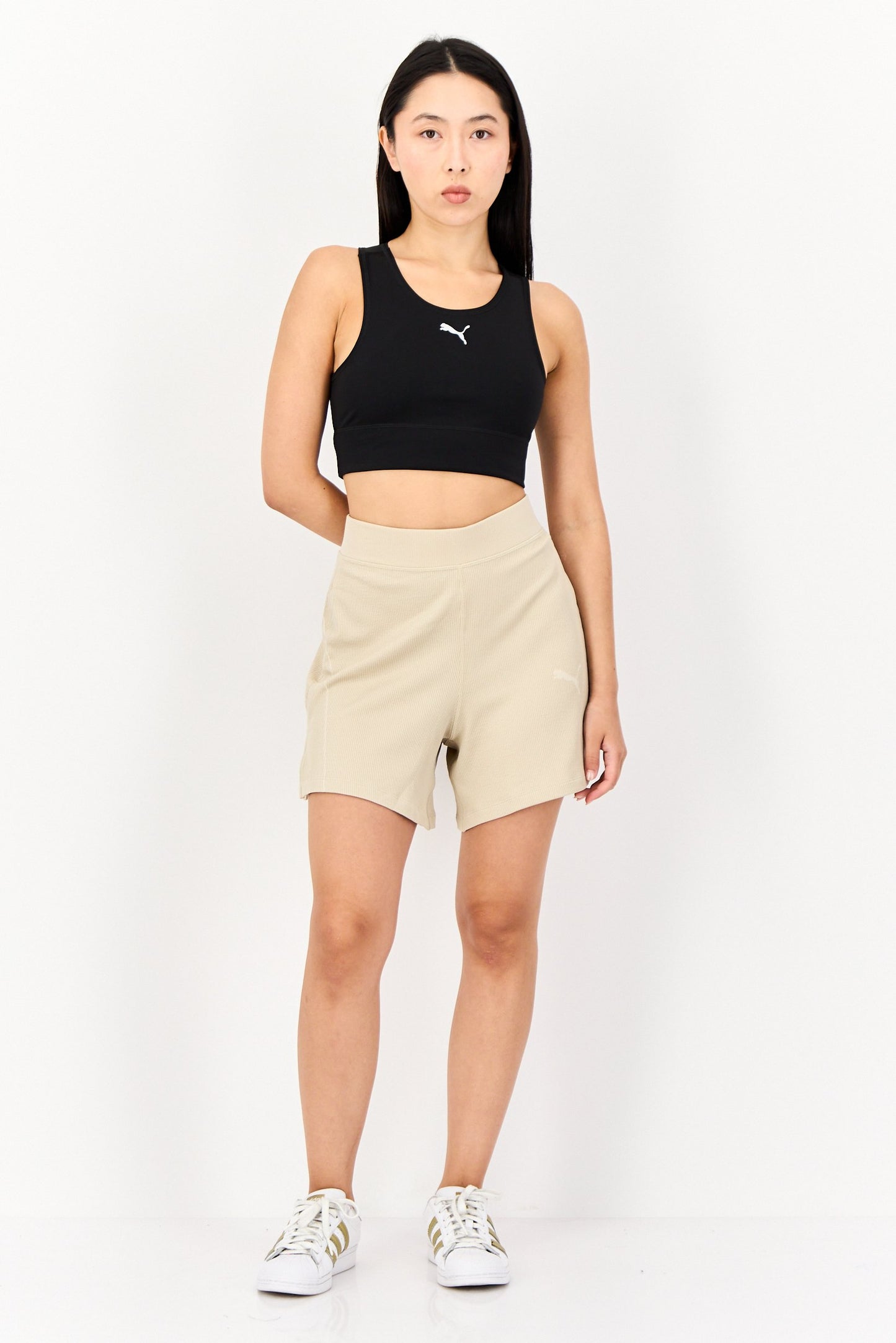 Women Sportswear Fit Training Shorts, Beige