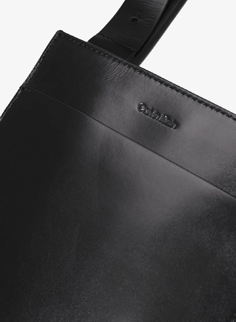 Flat Leather Crossbody Bag