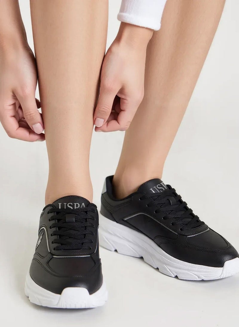 Women's Black Low-Top Sneakers - Lightweight Lace-Up Design