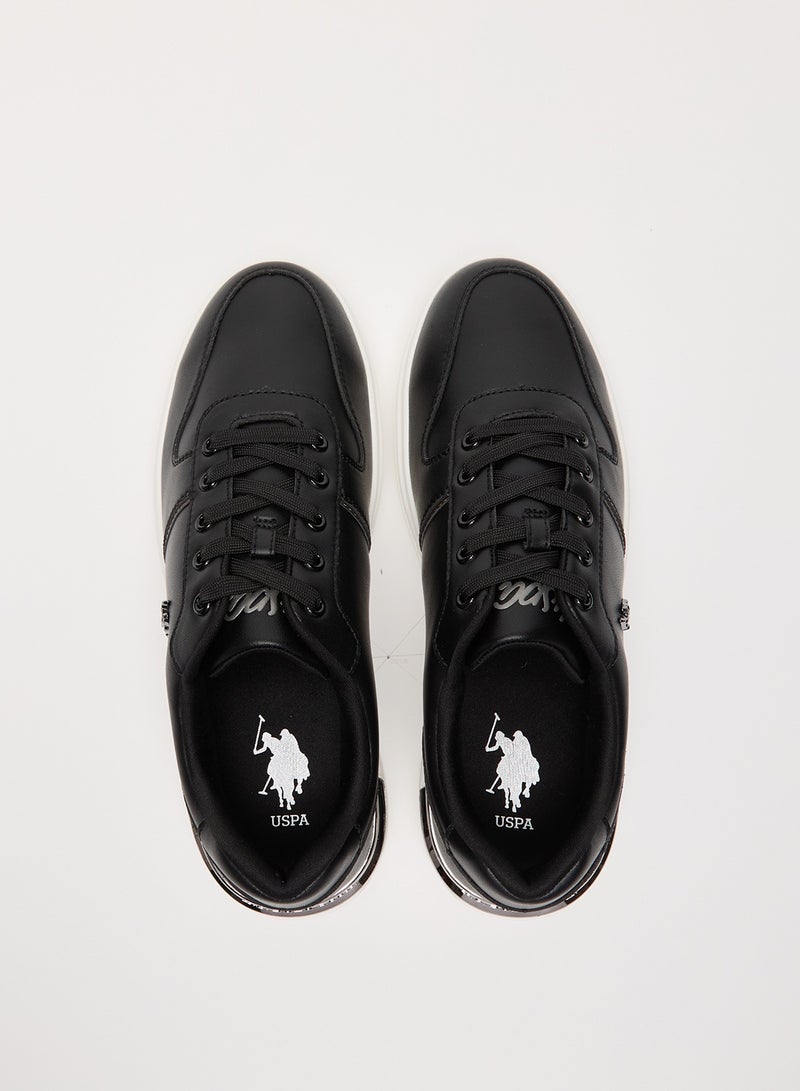Women's Black Low-Top Sneakers - Stylish Design with White Sole Accent and Cushioned Comfort for Everyday Wear