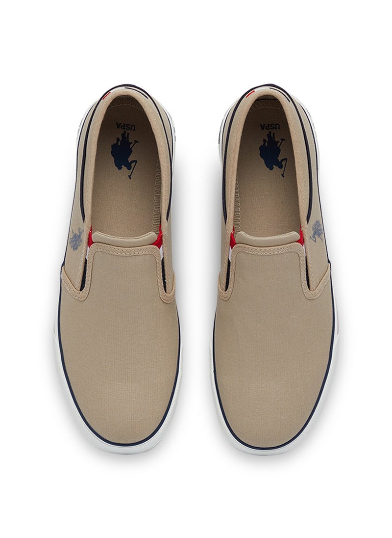 Men's Beige Low-Top Sneakers - Lightweight Slip-On Design