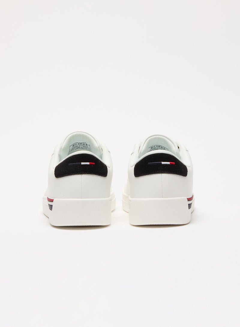 Men's White Low-Top Sneakers - Lightweight Timeless Lace-Up Style, Ideal for Casual Outings