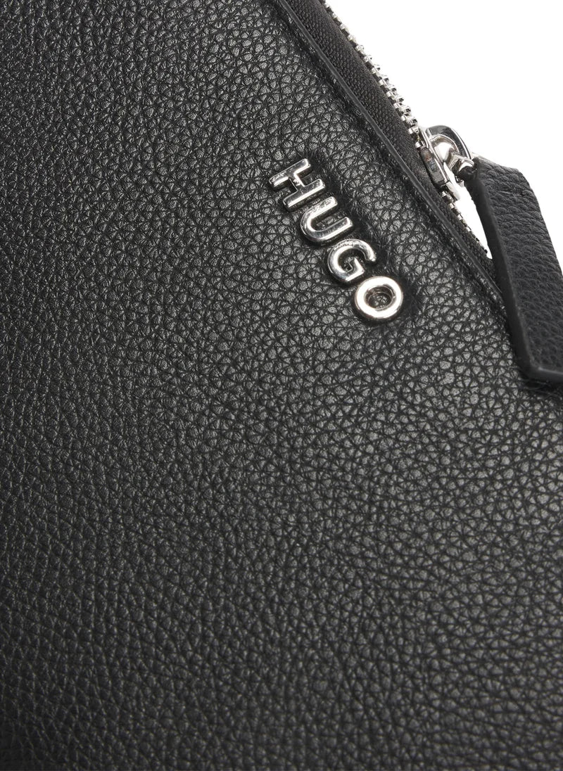 Faux-leather wallet with embossed grain