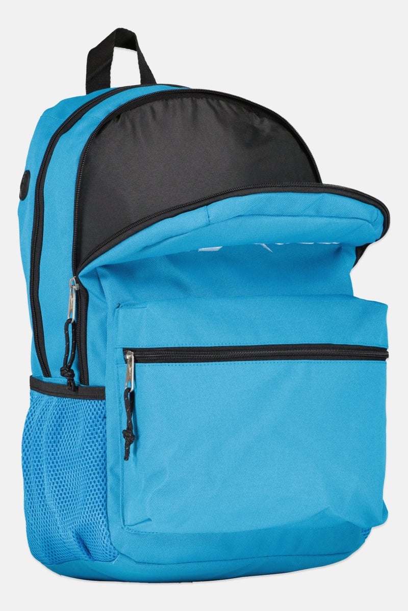 Men Embroidered Logo Backpack, Aqua Blue