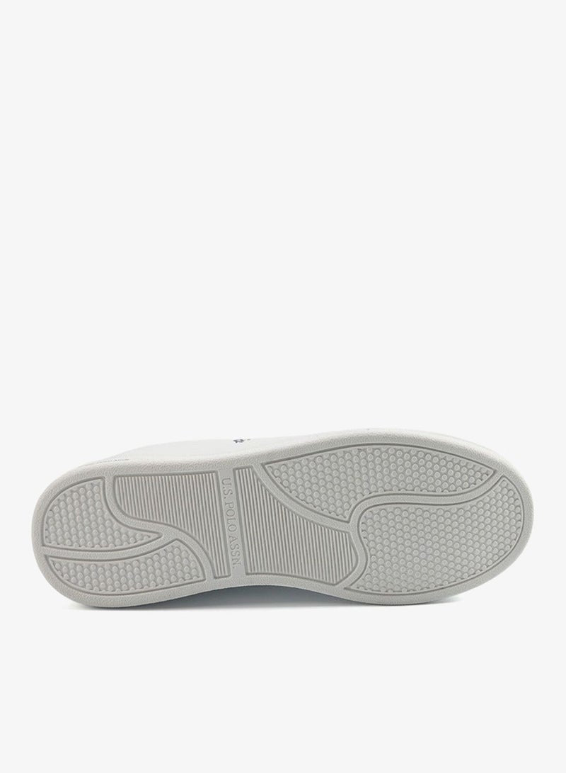 Women's White Sneakers with Navy Contrast Shoes - Bold Lace-Up Style for Striking Everyday Look Shoes
