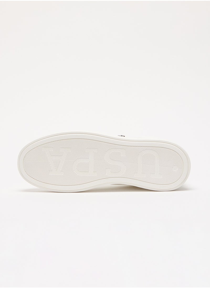 Women's White High-Top Sneakers with Golden Accents - Sleek and Modern Design