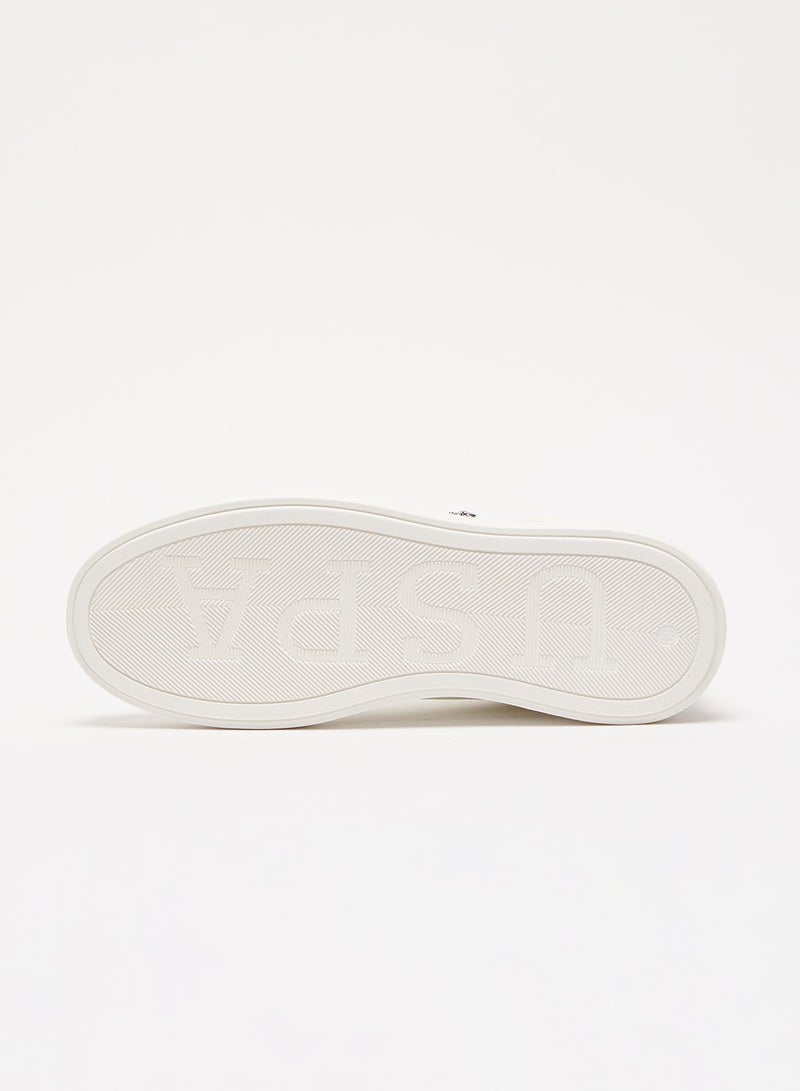 Women's White High-Top Sneakers with Golden Accents - Sleek and Modern Design
