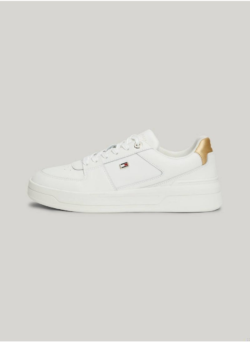 Women's Essential Metallic Detail Basketball Trainers - Leather mix upper, Beige