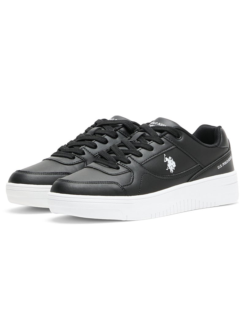 Women's Black Low-Top Sneakers - Classic Design with Contrast White Sole, Comfortable Everyday Casual Shoes