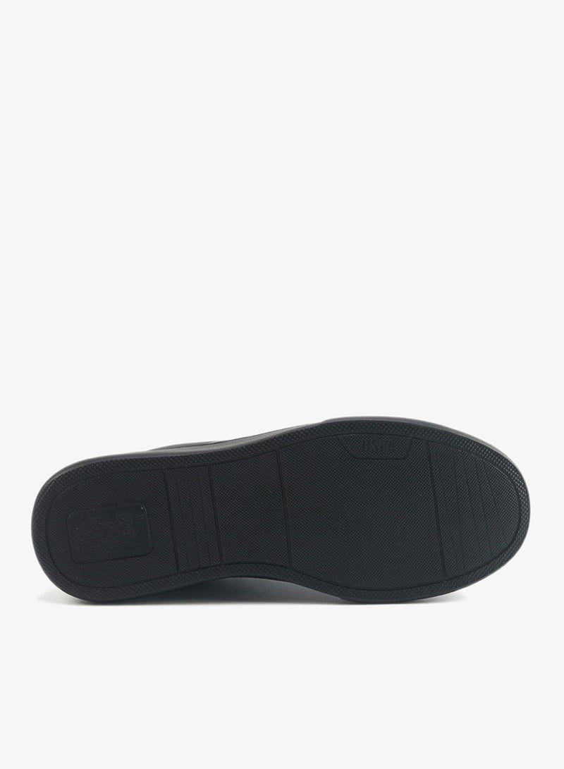 Men's Black Sneakers with Bold Side Logo Shoes - Sporty Striped Design Shoes for Effortless Everyday Styling