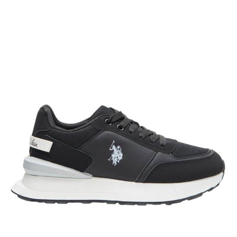 Women's Black Low-Top Sneakers - Lightweight with White Sole, Comfortable Casual Shoes
