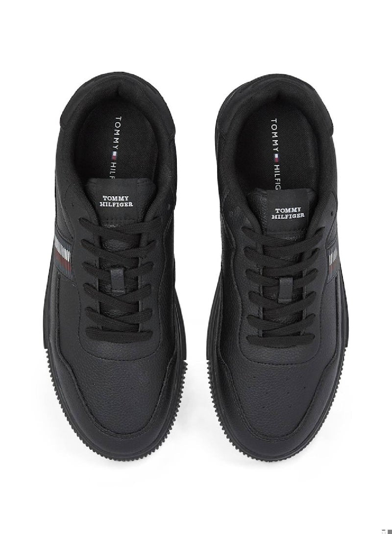 Signature Tape Textured Leather Sneakers