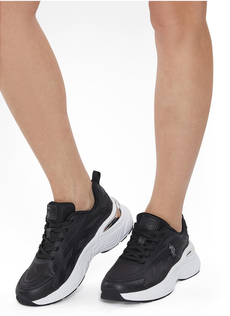 Women's Black Low-Top Sneakers - High-Quality Sole for Everyday Look