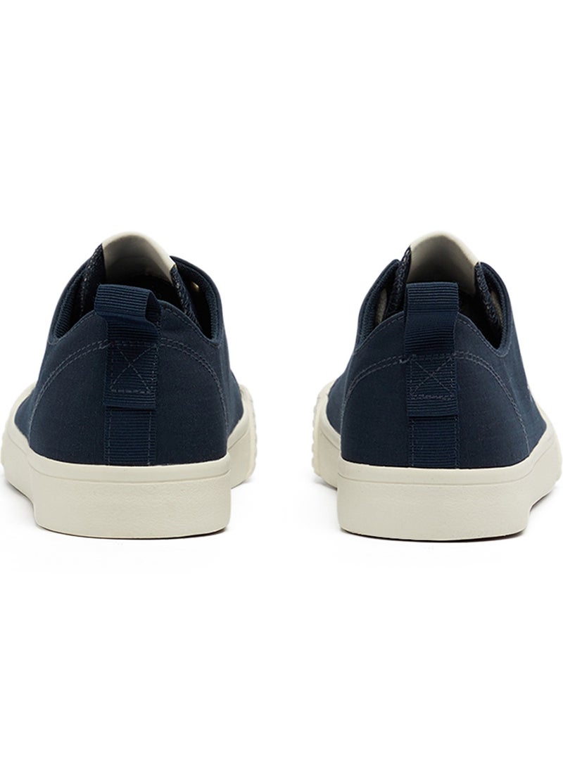 Men's Navy Low-Top Canvas Sneakers - Iconic Branding for a Clean Look