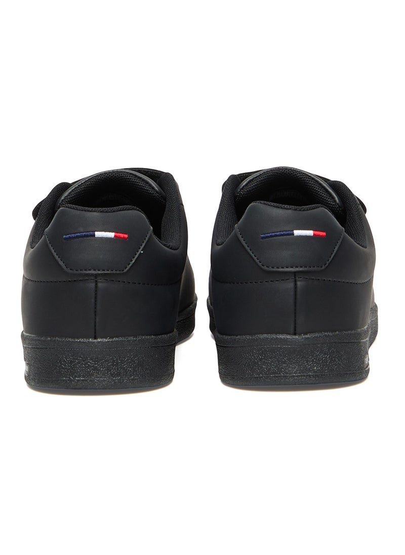 Women's Black Low-Top Casual Sneakers with Triple Velcro Strap - Sleek Everyday Style and Comfort for Effortless Wear