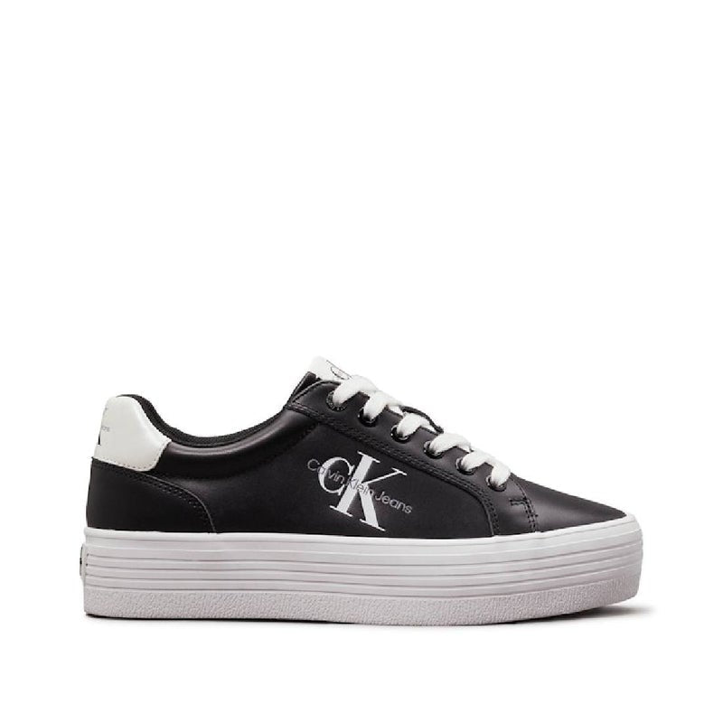 Women's Leather Platform Trainers - Leather, Black