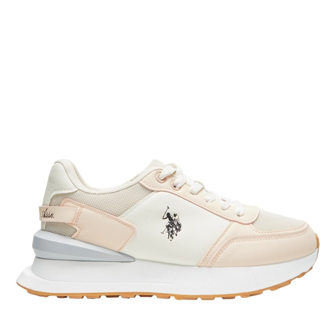 Women's Biege and Grey Low-Top Sneakers - Lightweight with White Sole, Comfortable Casual Shoes