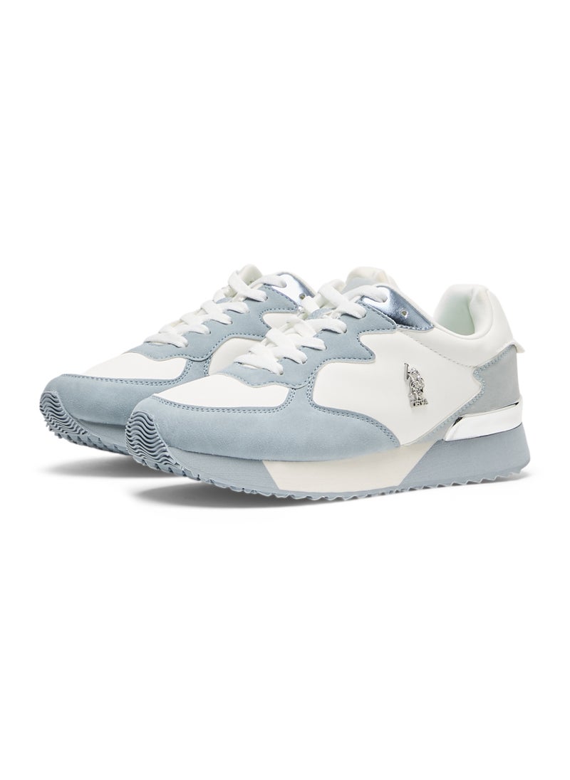 Women's Retro-Style Sneakers - Lightweight with Silver Accents, Casual Lace-Up Shoes for a Sporty Look