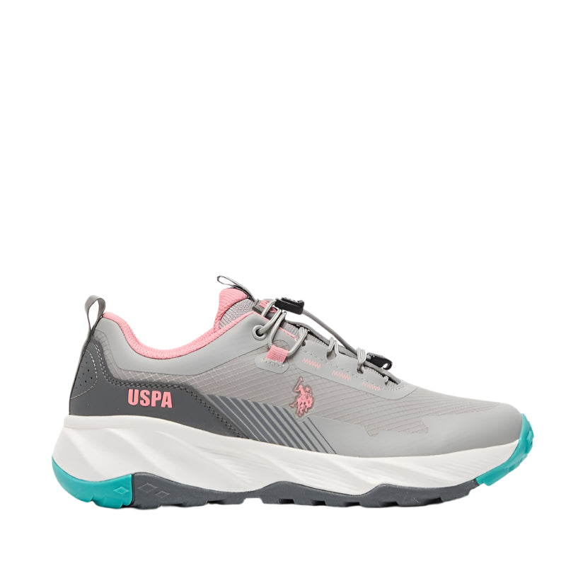 Women's Grey Low-Top Sneakers - Trendy Lace-Up Design, Used For Trekking, Running