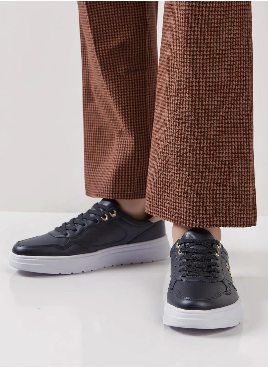 Women's Black Low-Top Sneakers - Lightweight with White Sole, Comfortable Casual Shoes