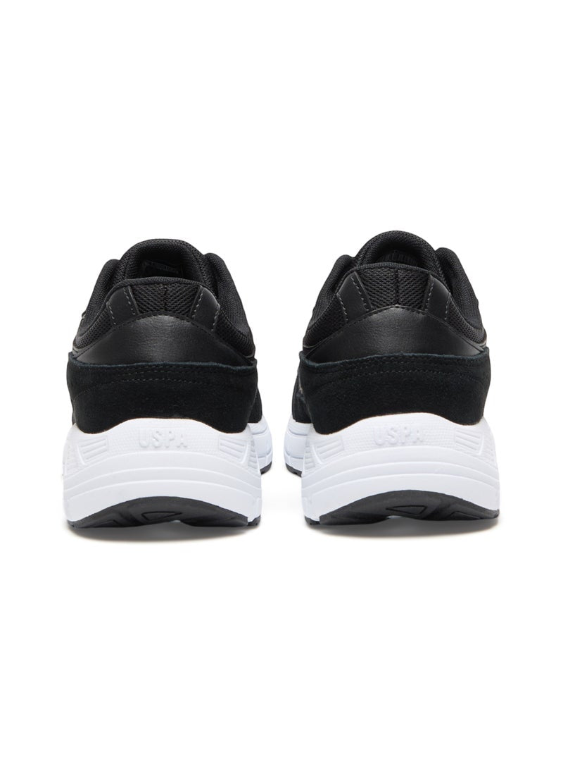Men's Black Low-Top Sneakers - Sleek Lace-Up Design, Comfortable and Versatile for Casual Outings