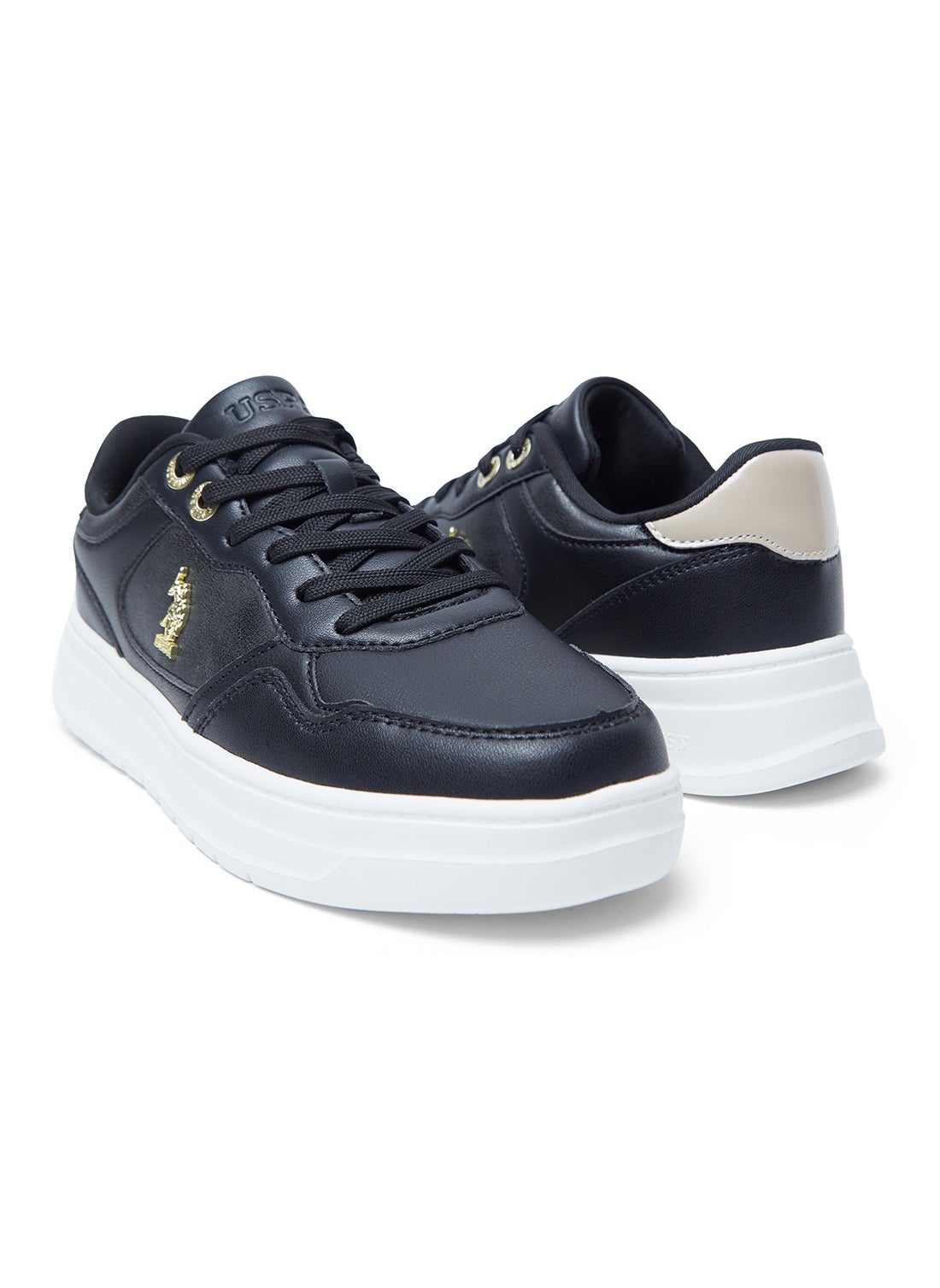 Women's Black Low-Top Sneakers - Lightweight with White Sole, Comfortable Casual Shoes