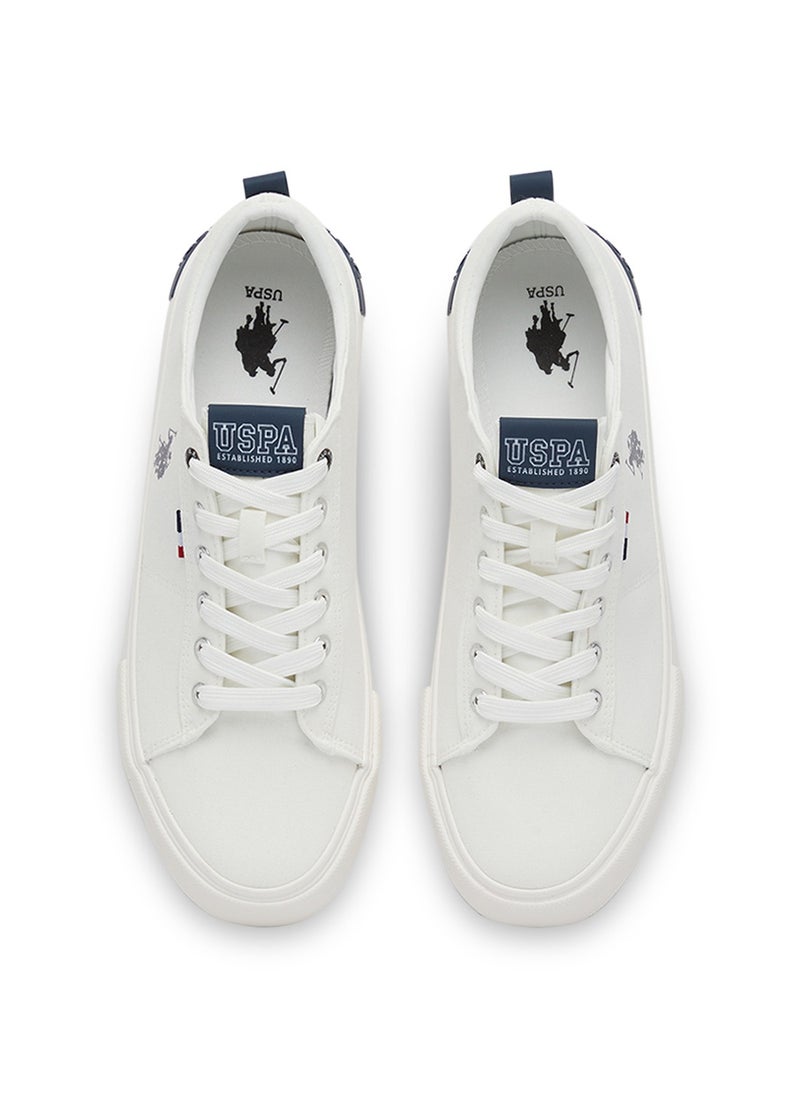 Men's White Low-Top Canvas Sneakers - Iconic Branding for a Clean Look