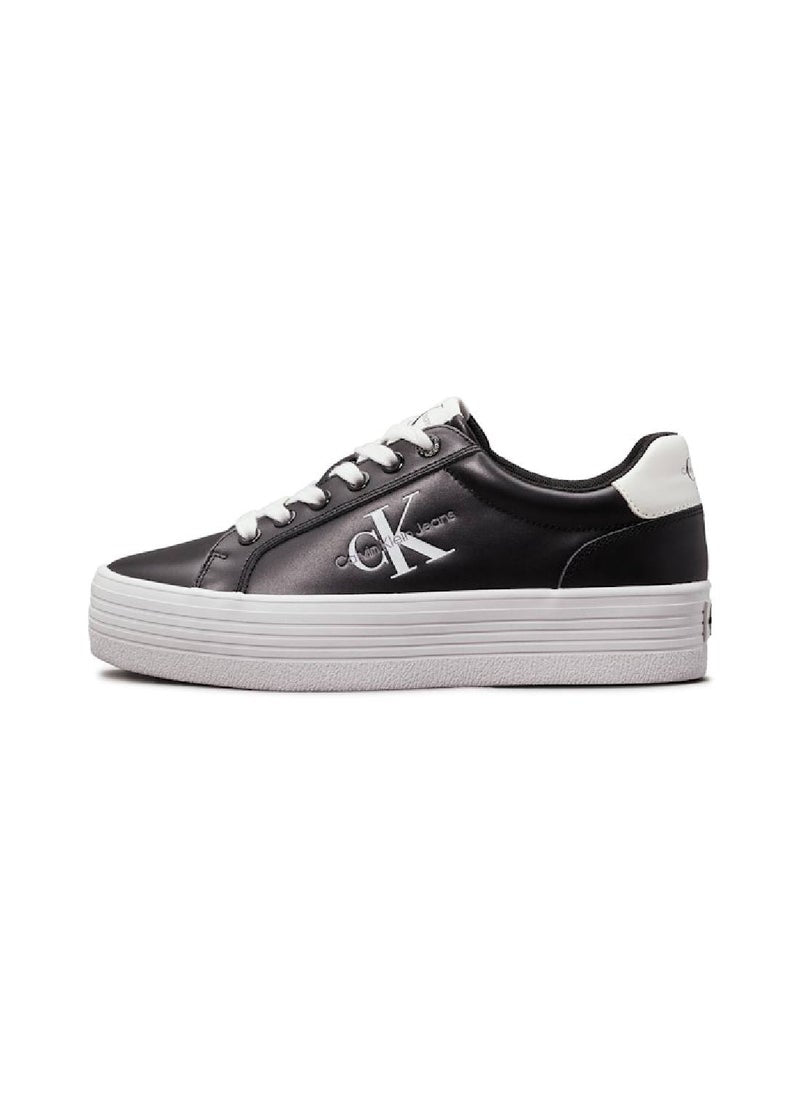 Women's Leather Platform Trainers - Leather, Black