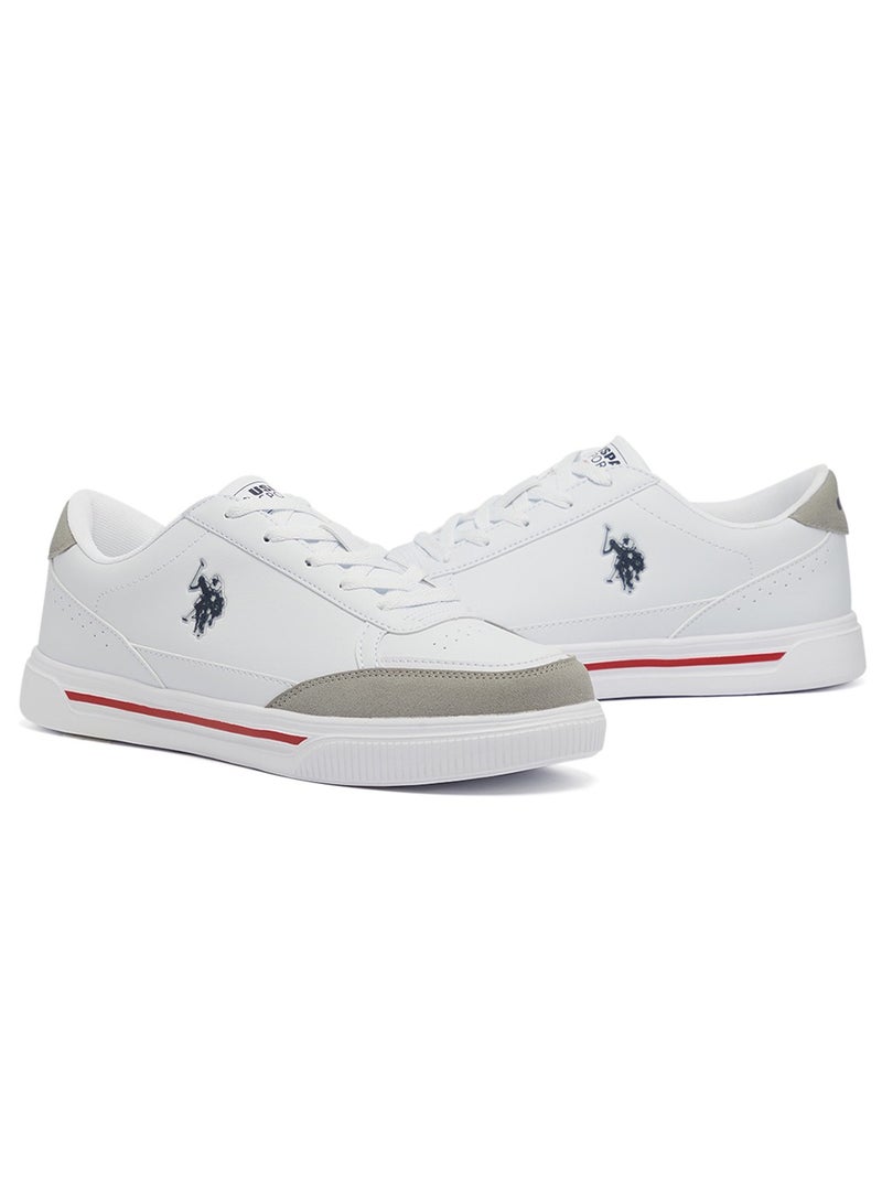 Men's White Low-Top Sneakers - Lightweight Lace-Up Design, Comfortable for Everyday Outfits