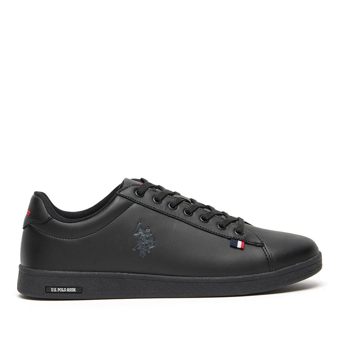 Men's Black Low-Top Sneakers - Bold Lace-Up Style, Comfortable Casual Footwear