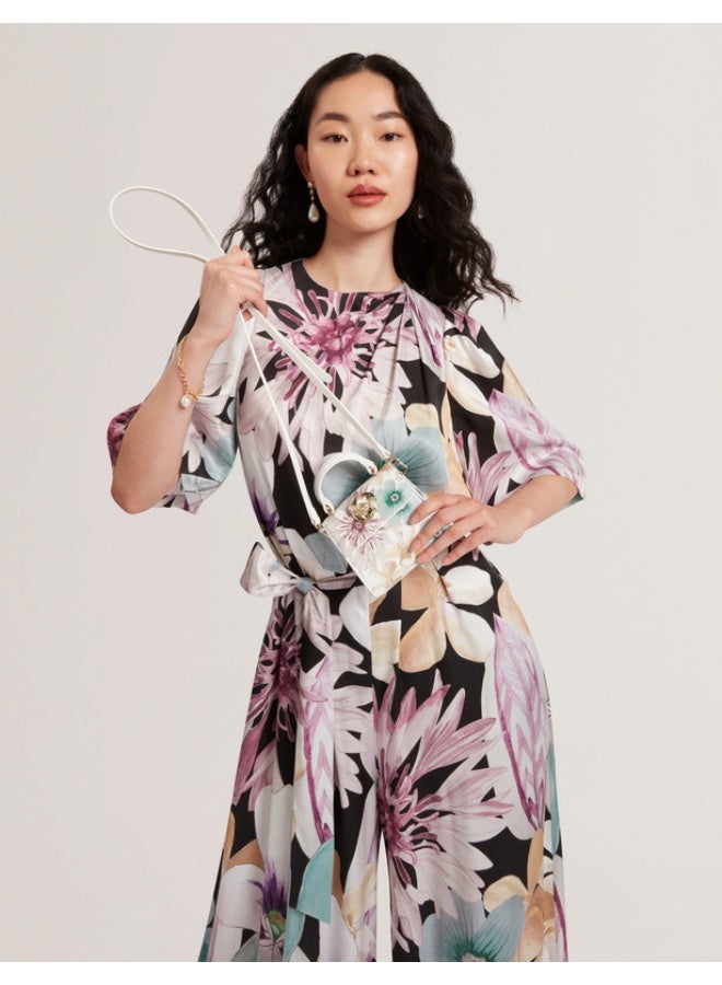 Petal Print Mini Top Handle Rose Detail
